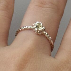 Sterling Silver 925 Twisted Rope Knot Ring – Size 7